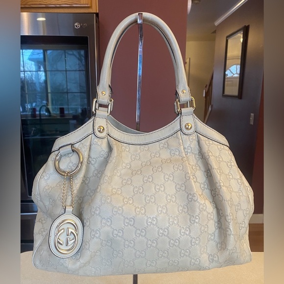 GUCCI Guccissima Sukey Grey Leather Tote Bag, Authentic, Vintage. GUC - Picture 1 of 16